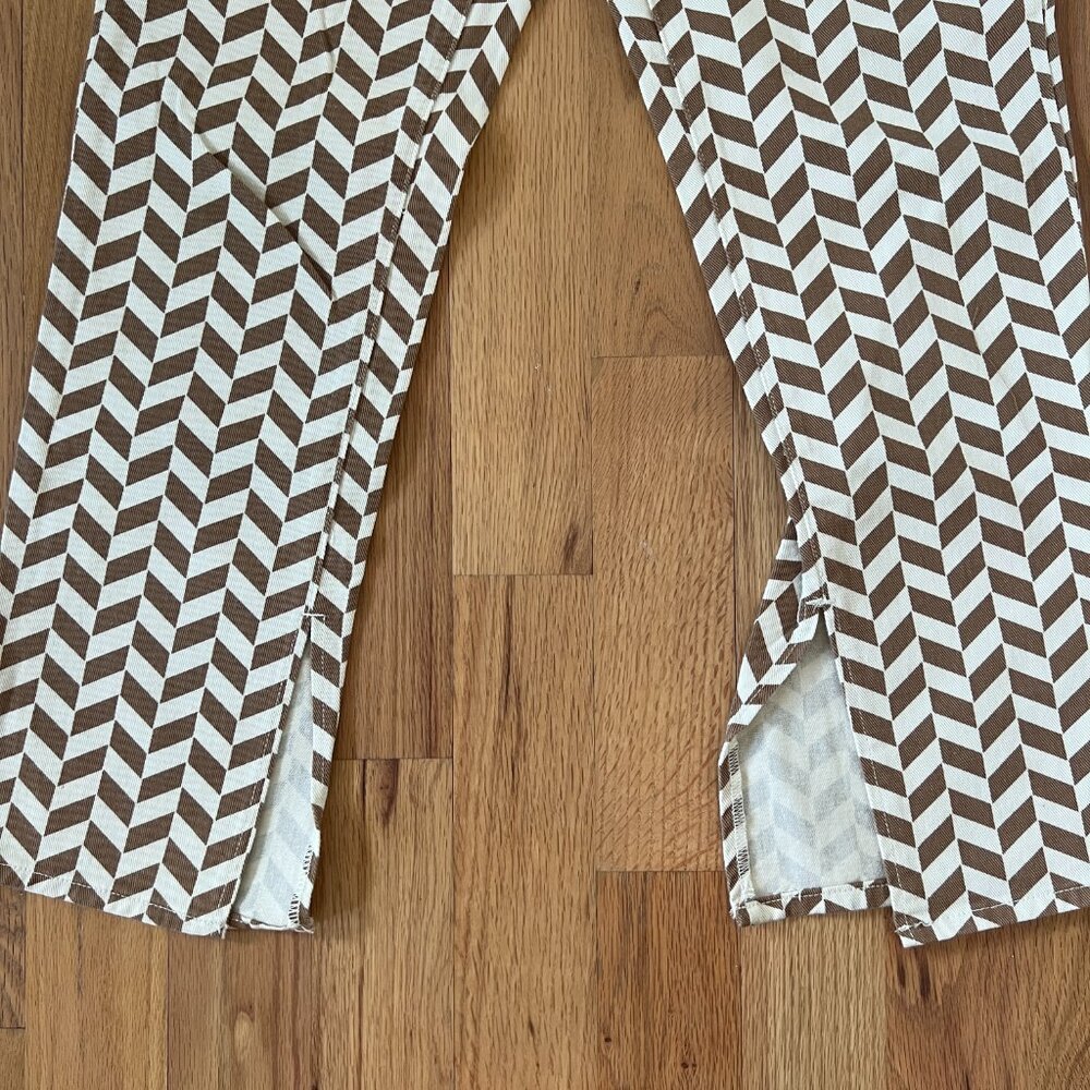 Pacsun - Brown Tan Chevron Low Rise Straight Leg Jeans Split Hem - size 29 - Picture 4 of 8